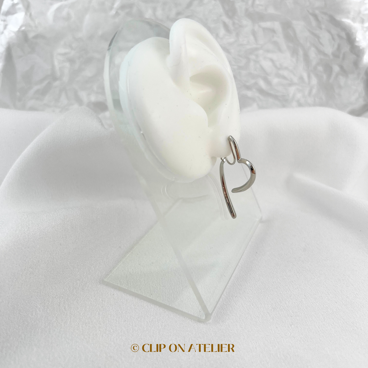 Dangle Heart Clip on Earrings