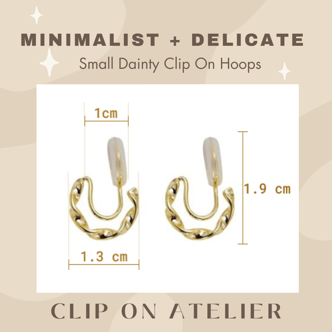 Small Twisted Hoop Clip On Earrings, Gold & Sliver