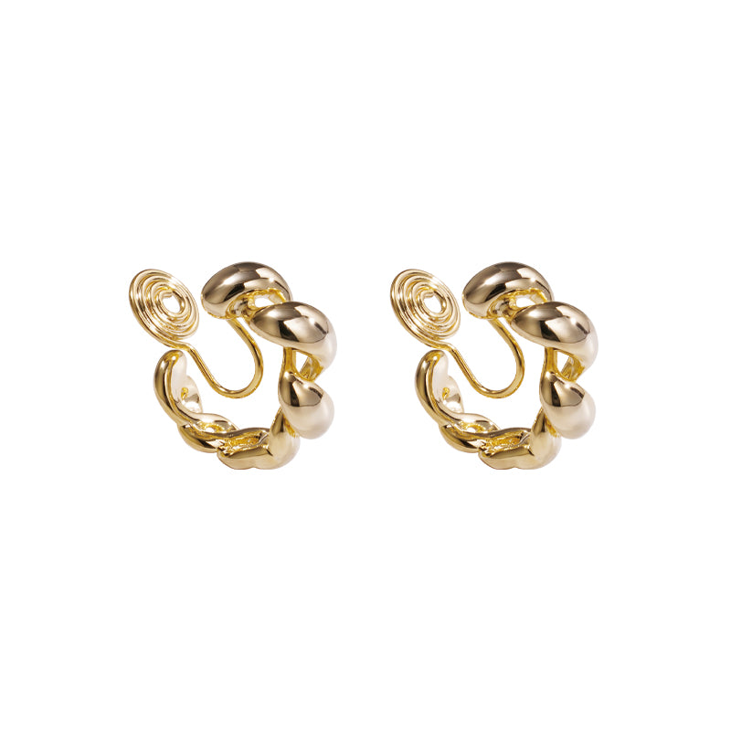 Gold Minimalist Twisted Hoop Clip On Earrings