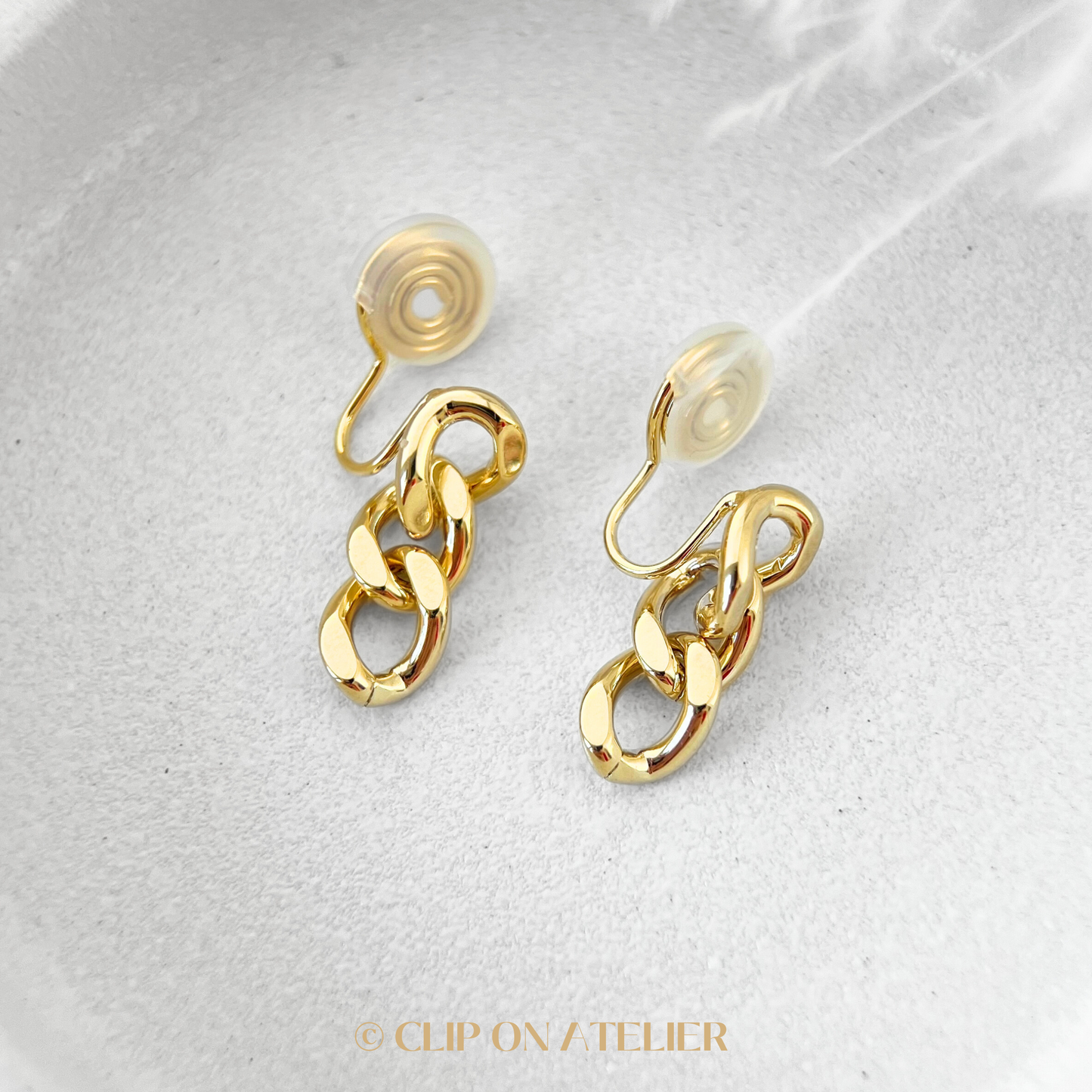 Chic Link Chain Clip on Earrings; Gold or Silver