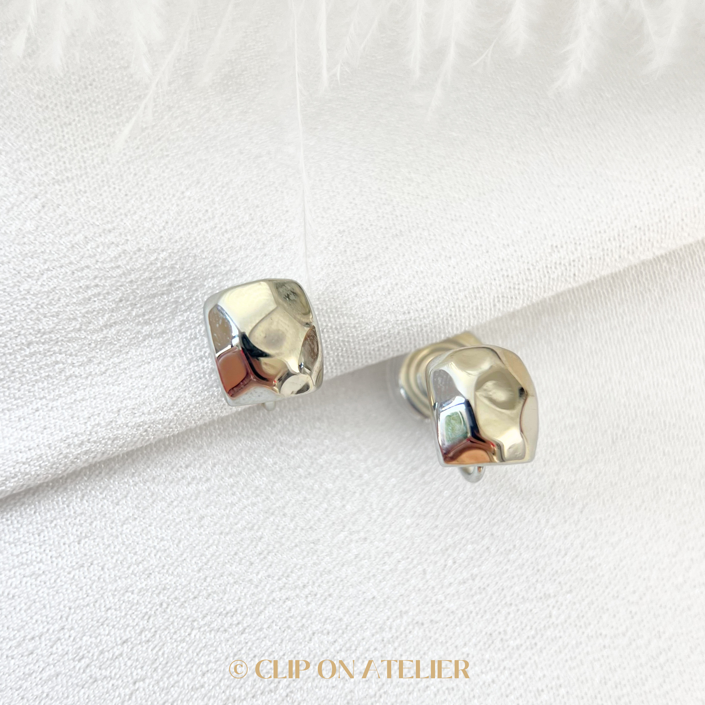 Chic Irregular Geometric Clip on Earrings; Gold or Silver