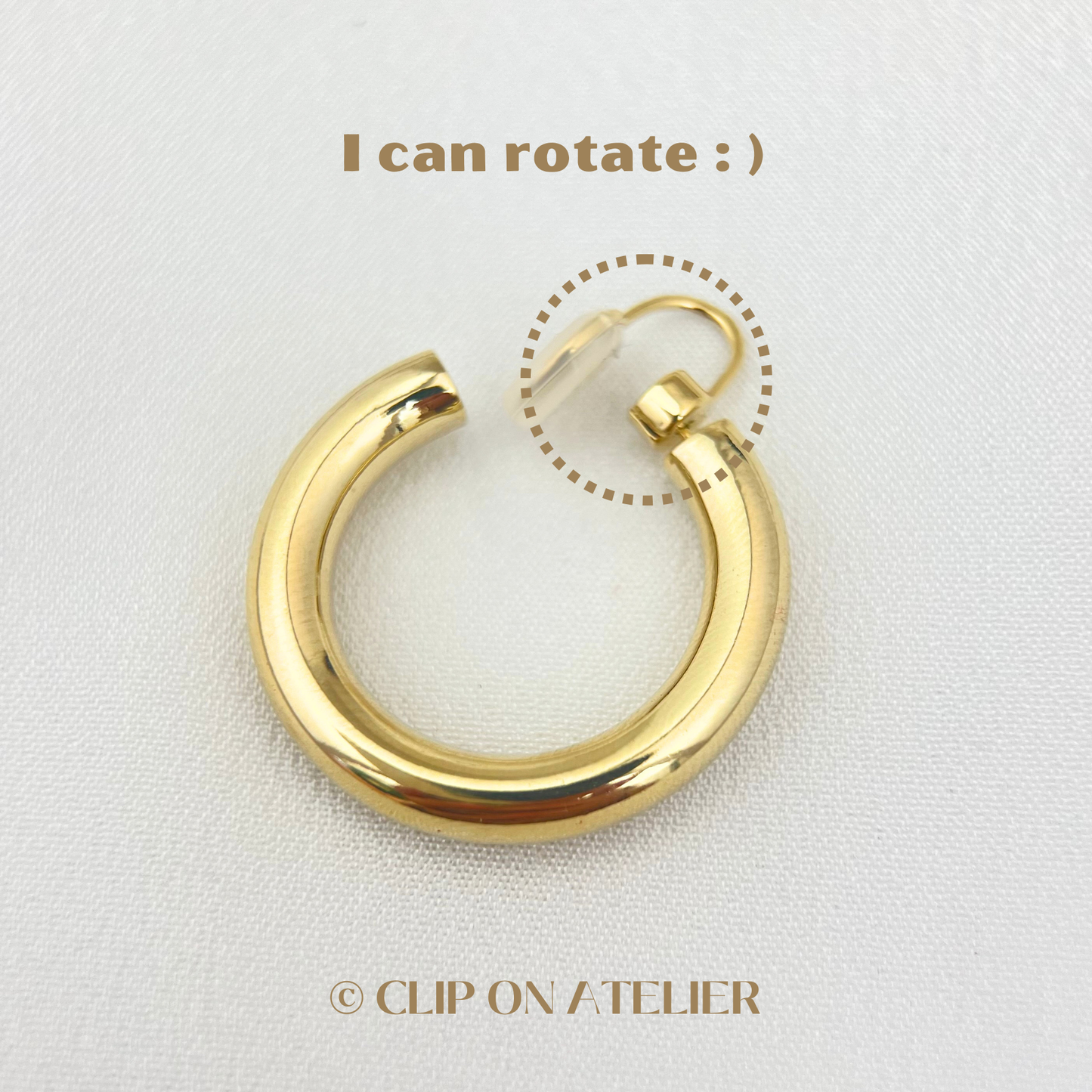 Large Statement Thick Hoop Clip On Earrings