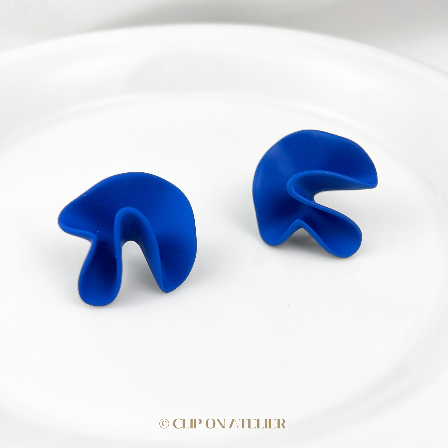 Irregular Vibrant Blue Clip On Earrings
