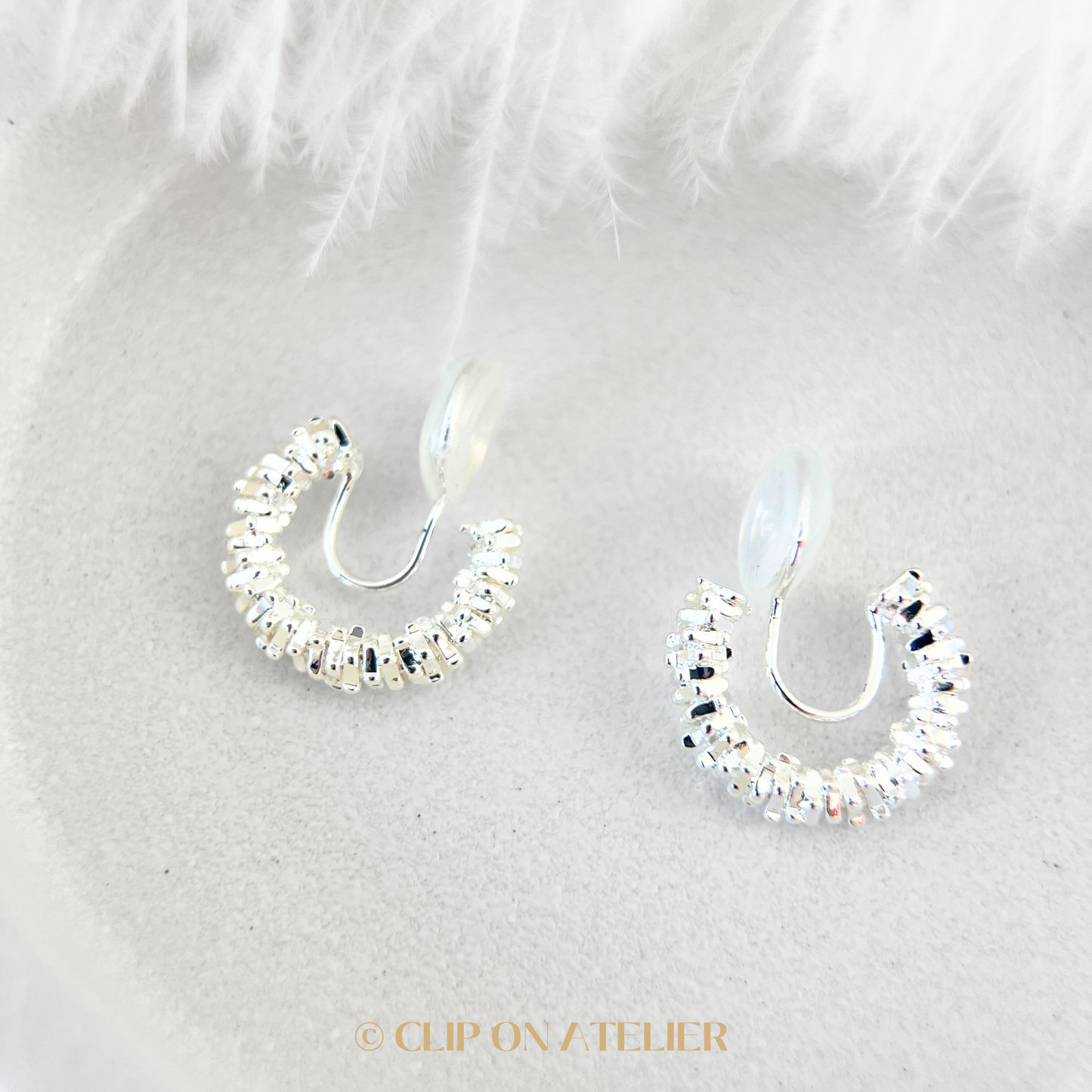 Chic Irregular Hoops Clip on Earrings; Gold or Silver