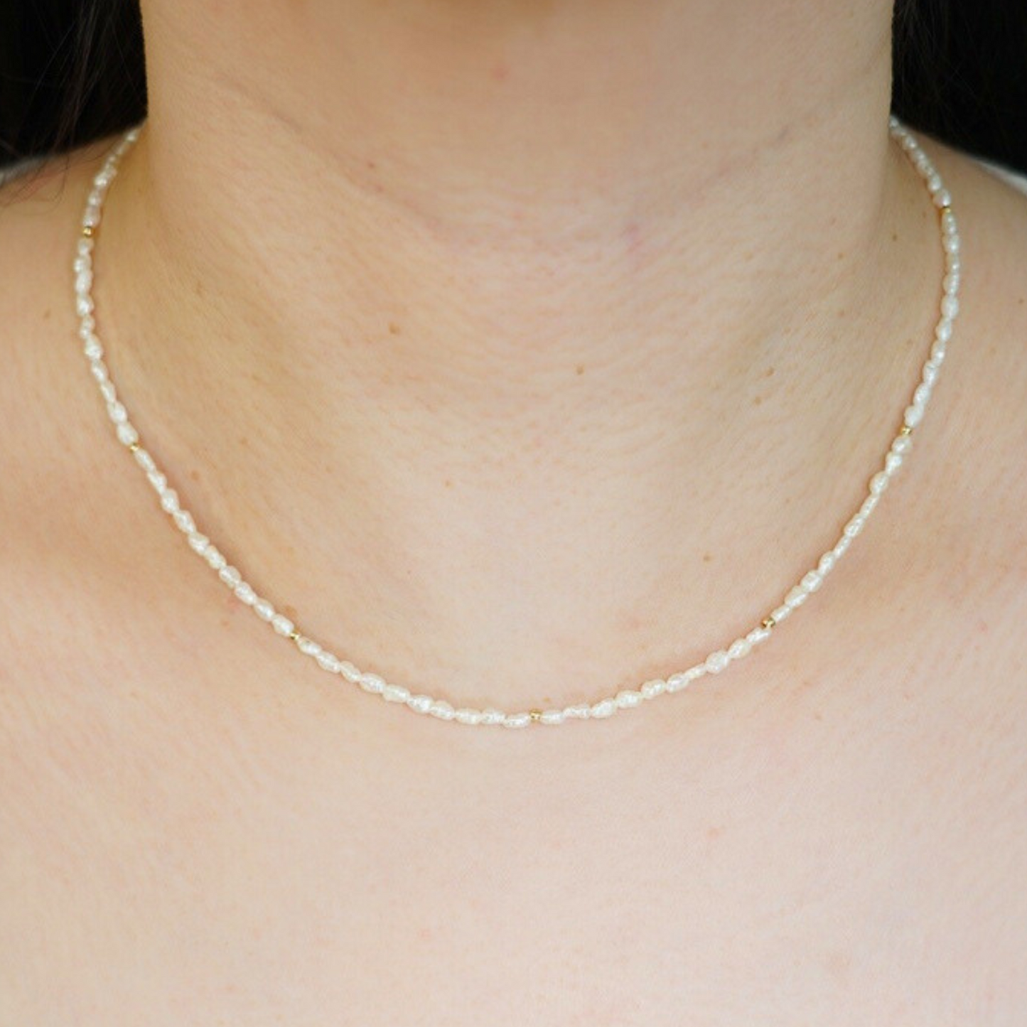 Minimalist Small Natural Keshi Pearl Necklace