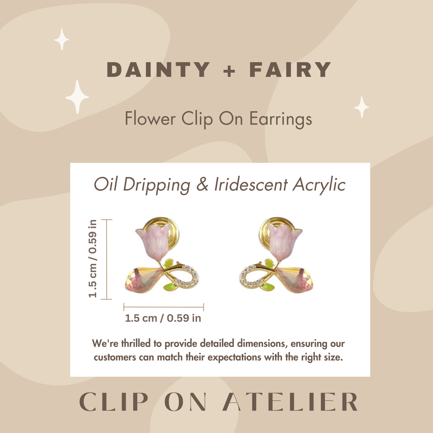 Boho Tulip Flower Minimalist Clip On Earrings