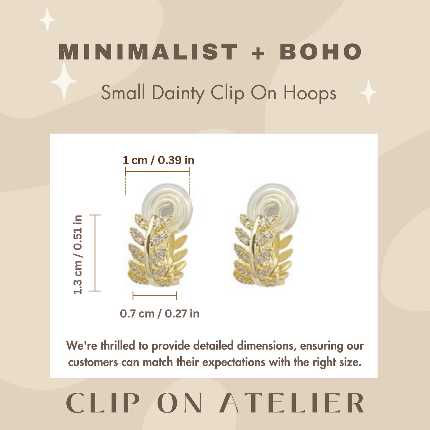 Boho Olive Leaf Huggie Clip On Earrings | Gold & Silver