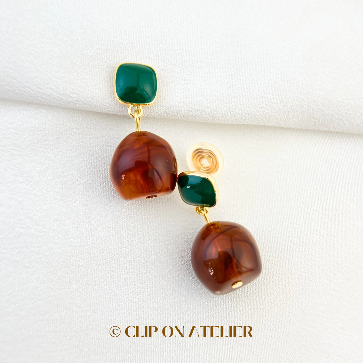 Artistic Watercolor Resin Drop Clip On Earrings