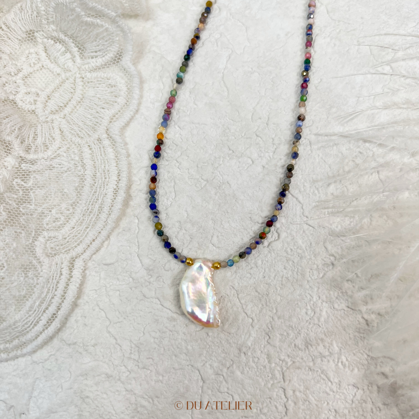 Freshwater Baroque Pearl with Multiple Gemstone Necklace