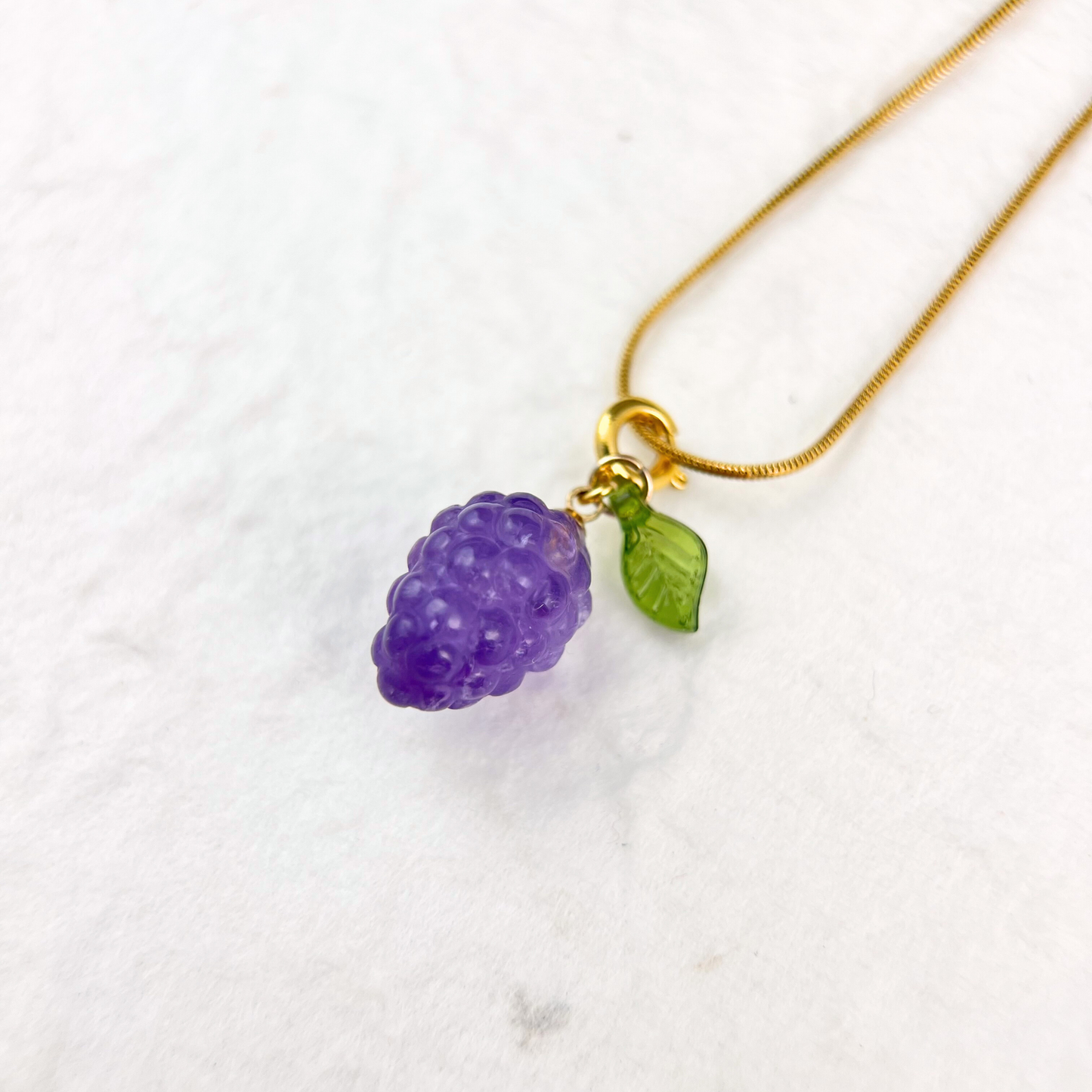 Amethyst Grape Clip on Pendant Necklace