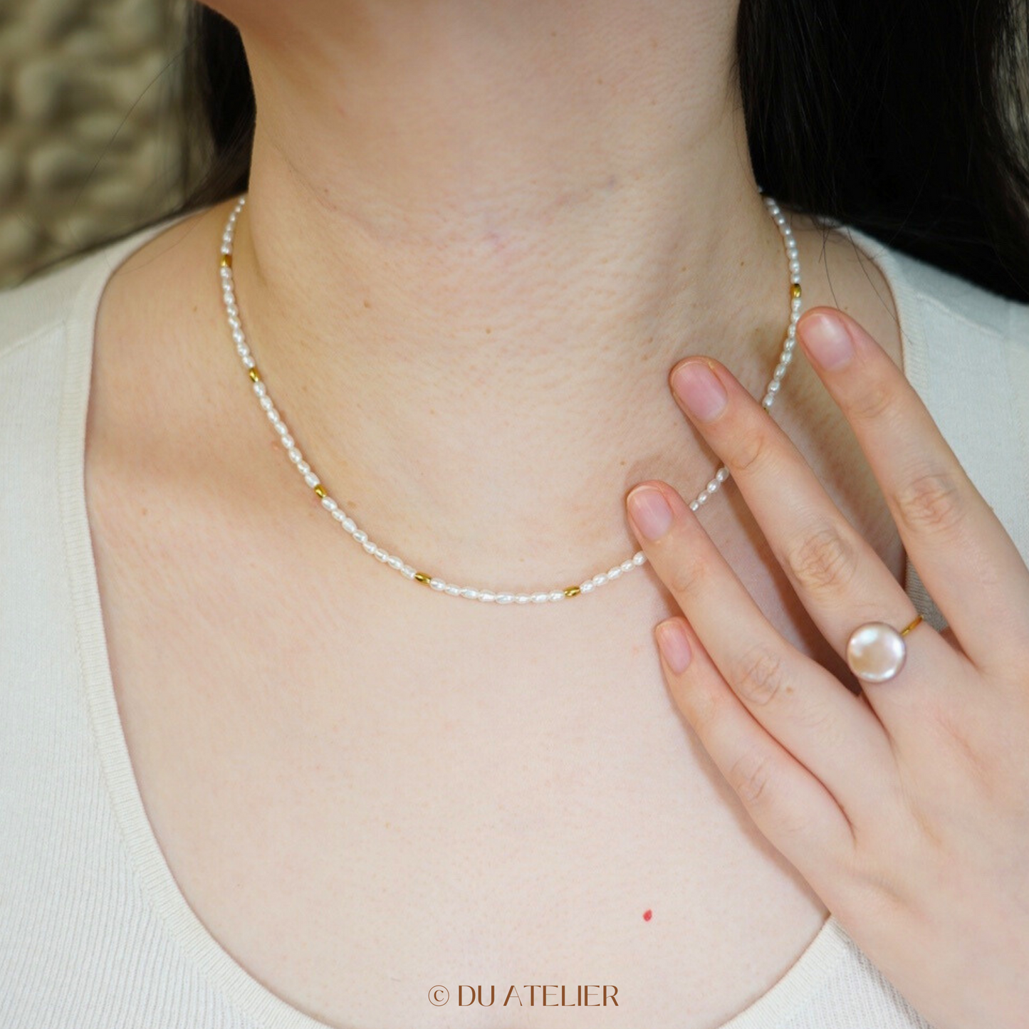 Natural Keshi Pearl Necklace / Top Grade