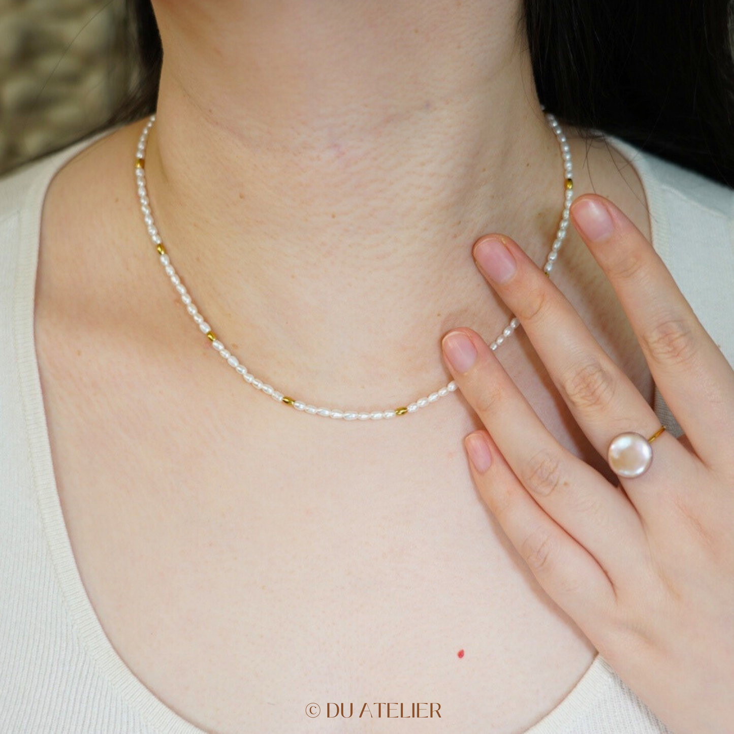 Natural Keshi Pearl Necklace / Top Grade