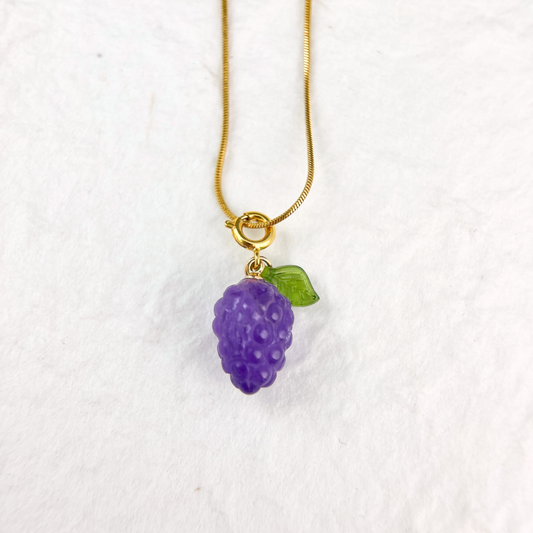 Amethyst Grape Clip on Pendant Necklace