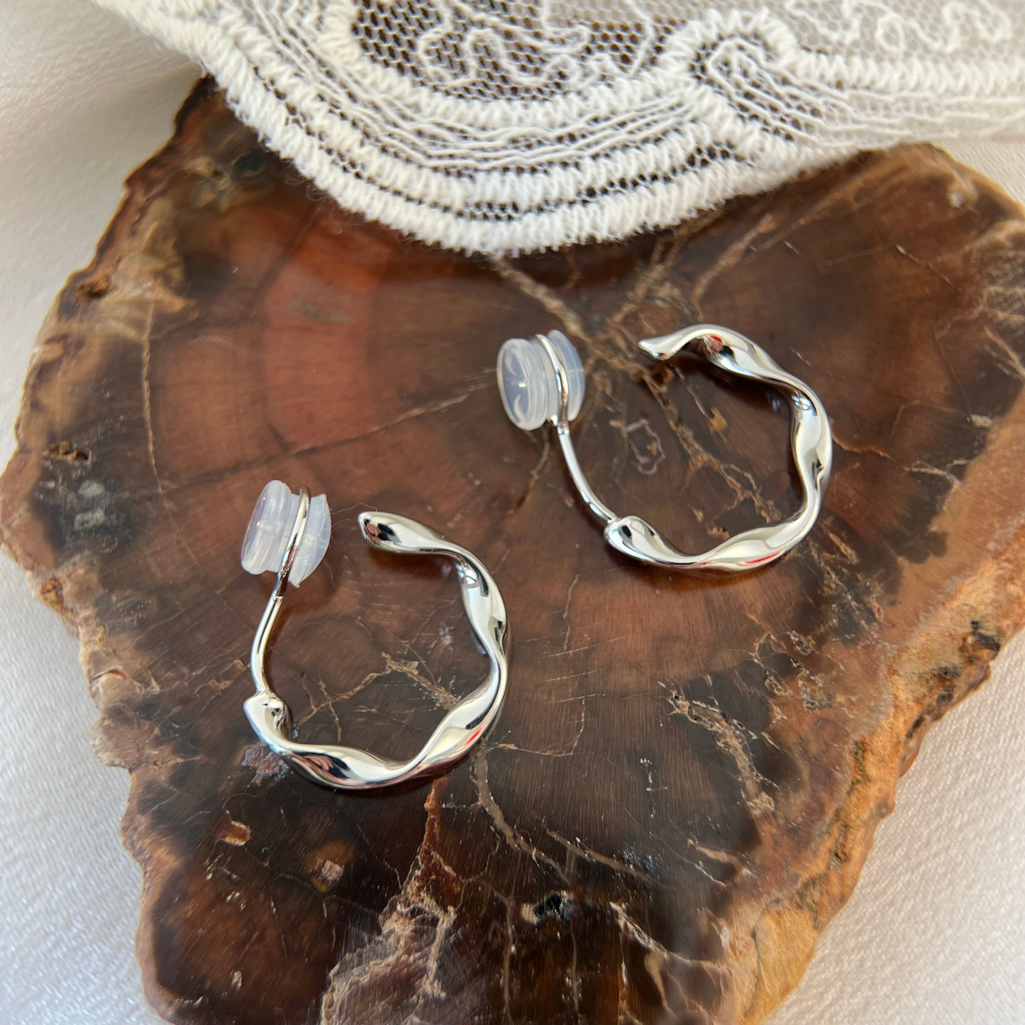 Twisted Hoops Clip on Earrings