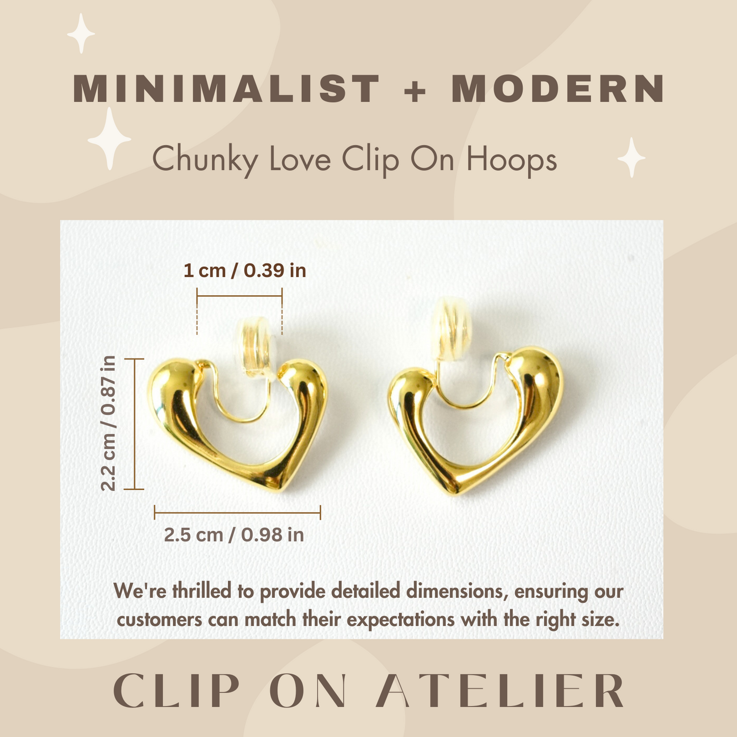 Minimalist Chunky Gold Love Heart Clip On Earrings