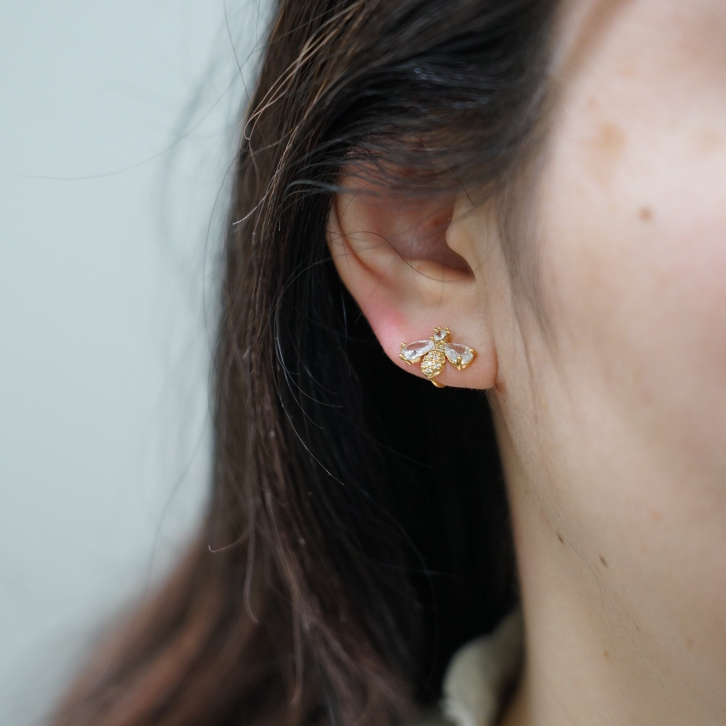 Dainty Gold Bee Clip On Earrings