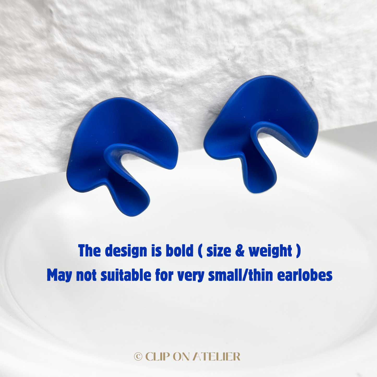 Irregular Vibrant Blue Clip On Earrings