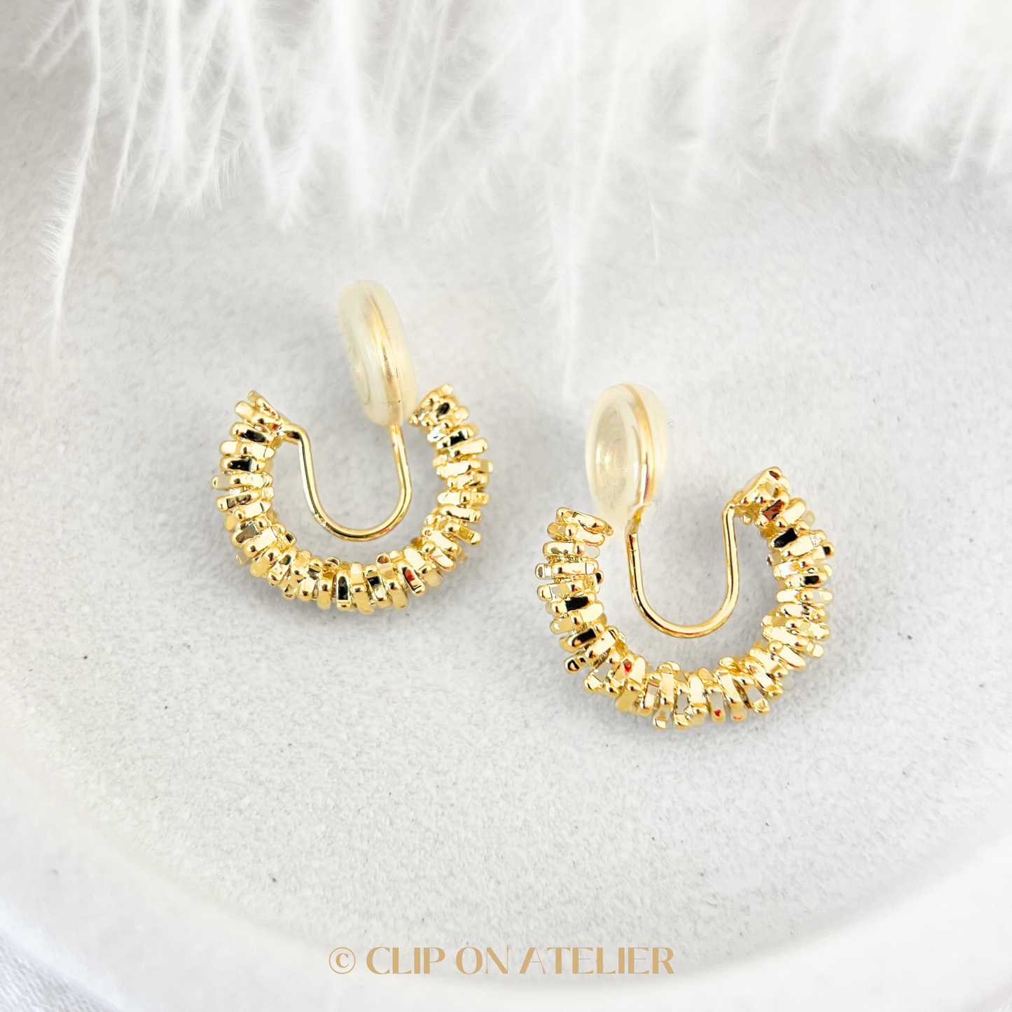 Chic Irregular Hoops Clip on Earrings; Gold or Silver