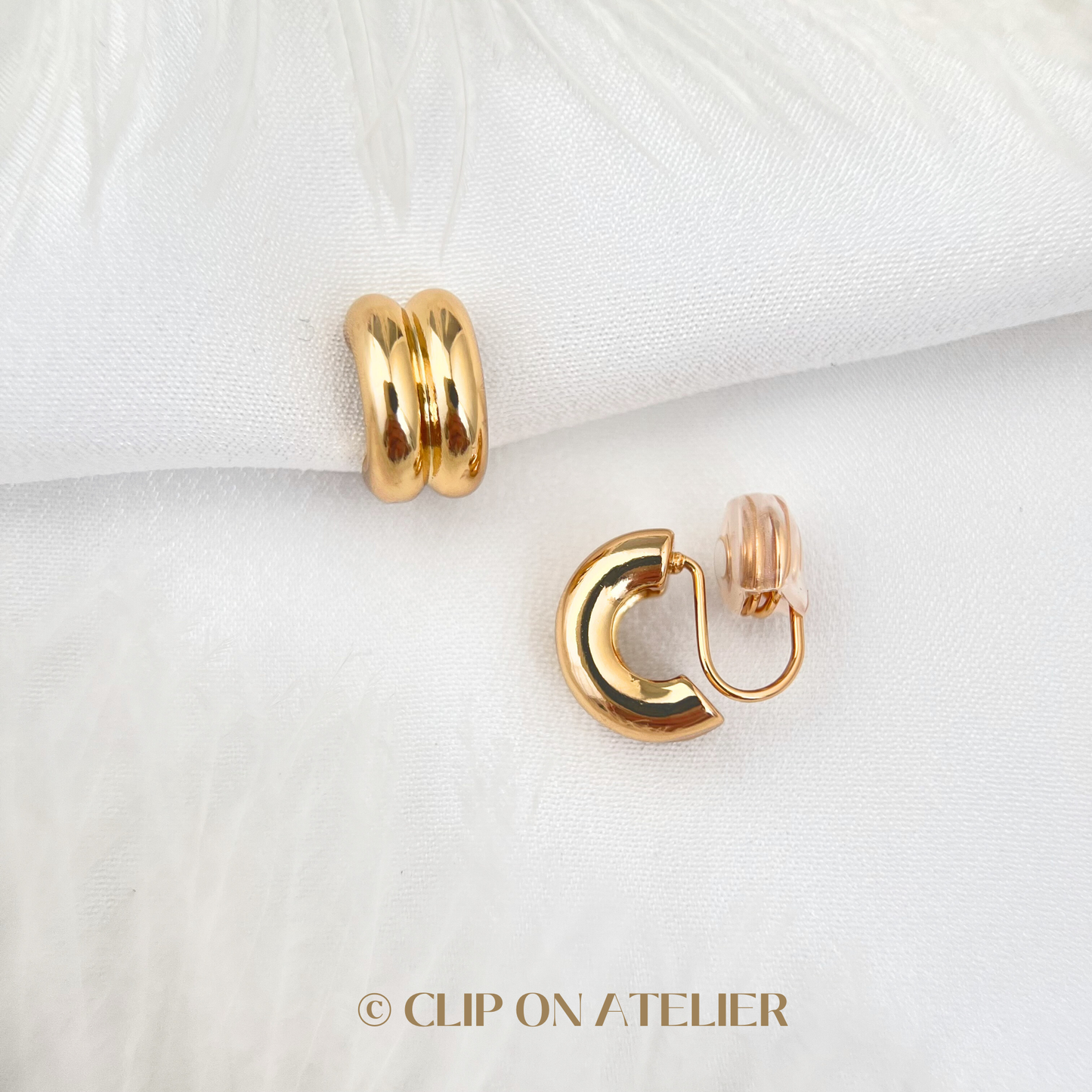 Chucky Dual Gold Hoop Clip On Earrings