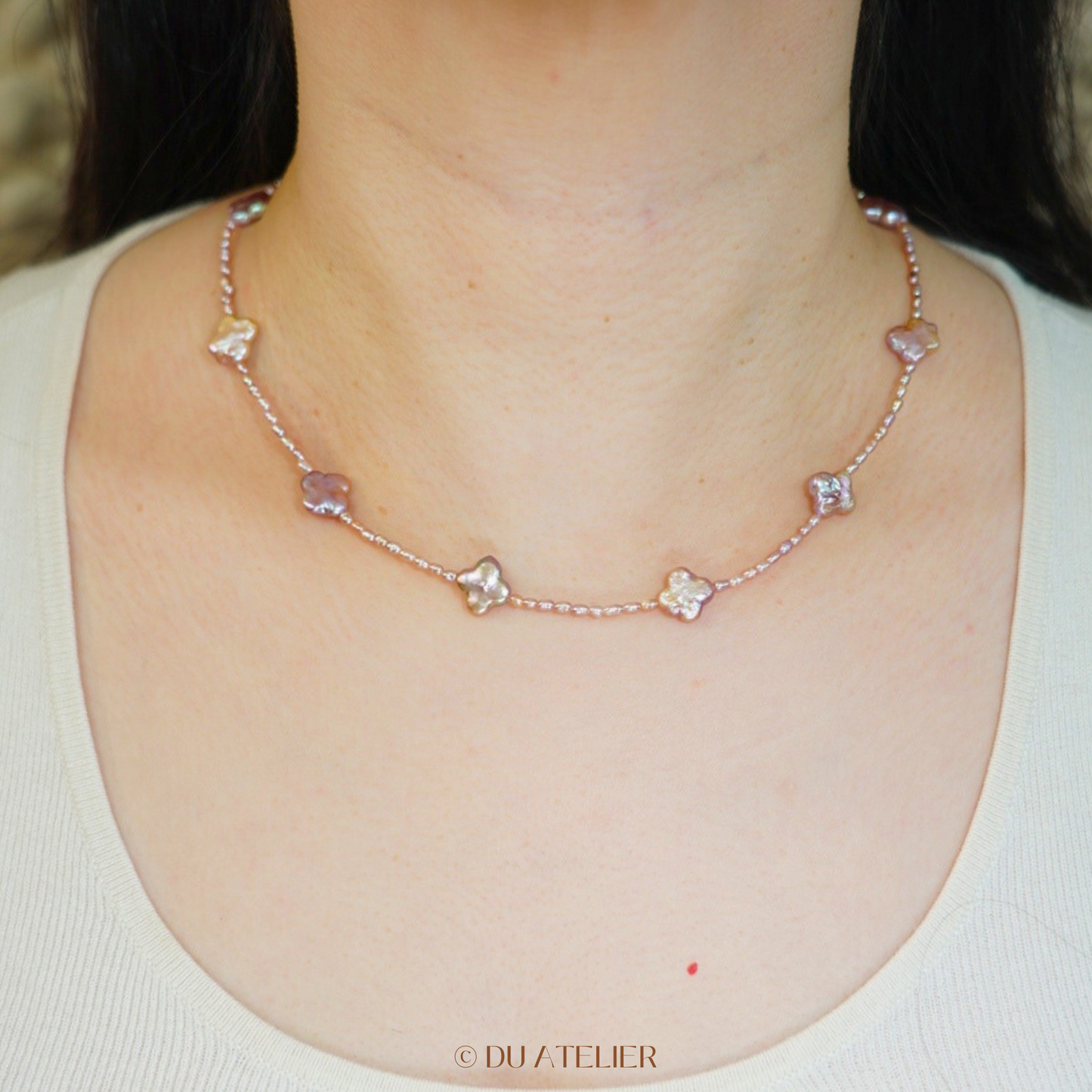 Natural Purple Clover Baroque Pearl Necklace