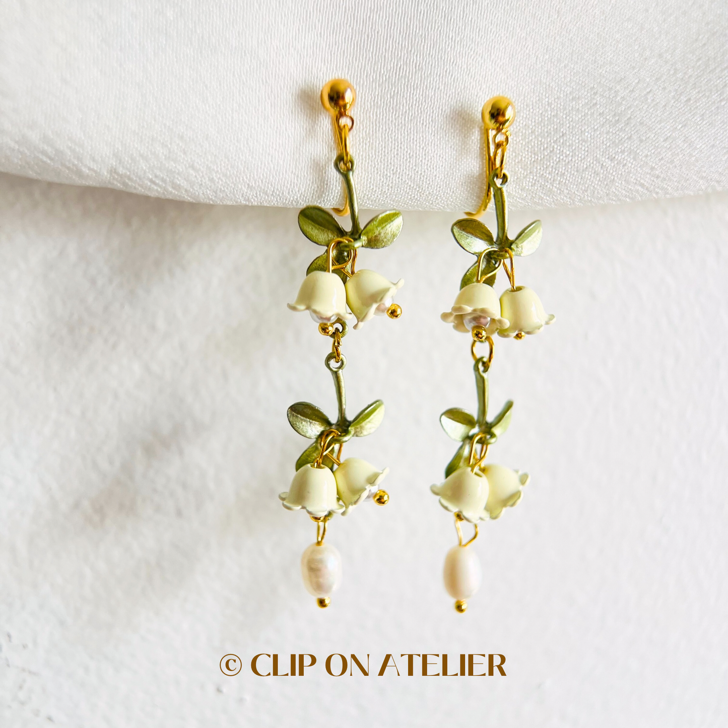 Liky of the Valley Pearl Drop Clip On Earrings