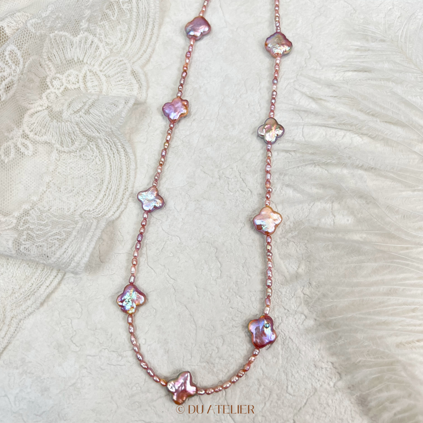 Natural Purple Clover Baroque Pearl Necklace