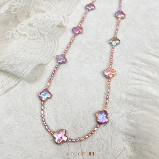 Natural Purple Clover Baroque Pearl Necklace