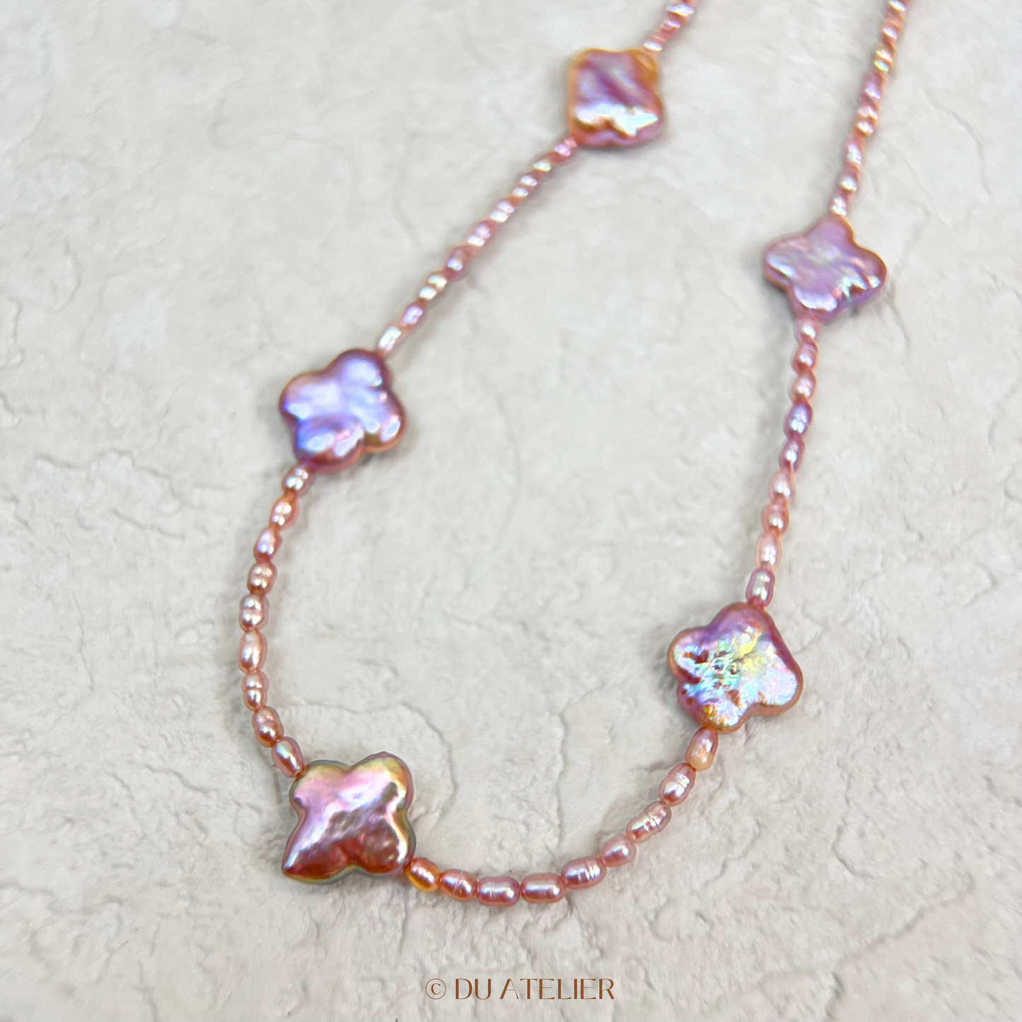 Natural Purple Clover Baroque Pearl Necklace