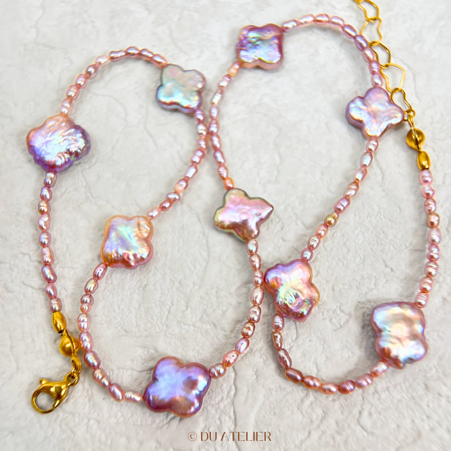 Natural Purple Clover Baroque Pearl Necklace