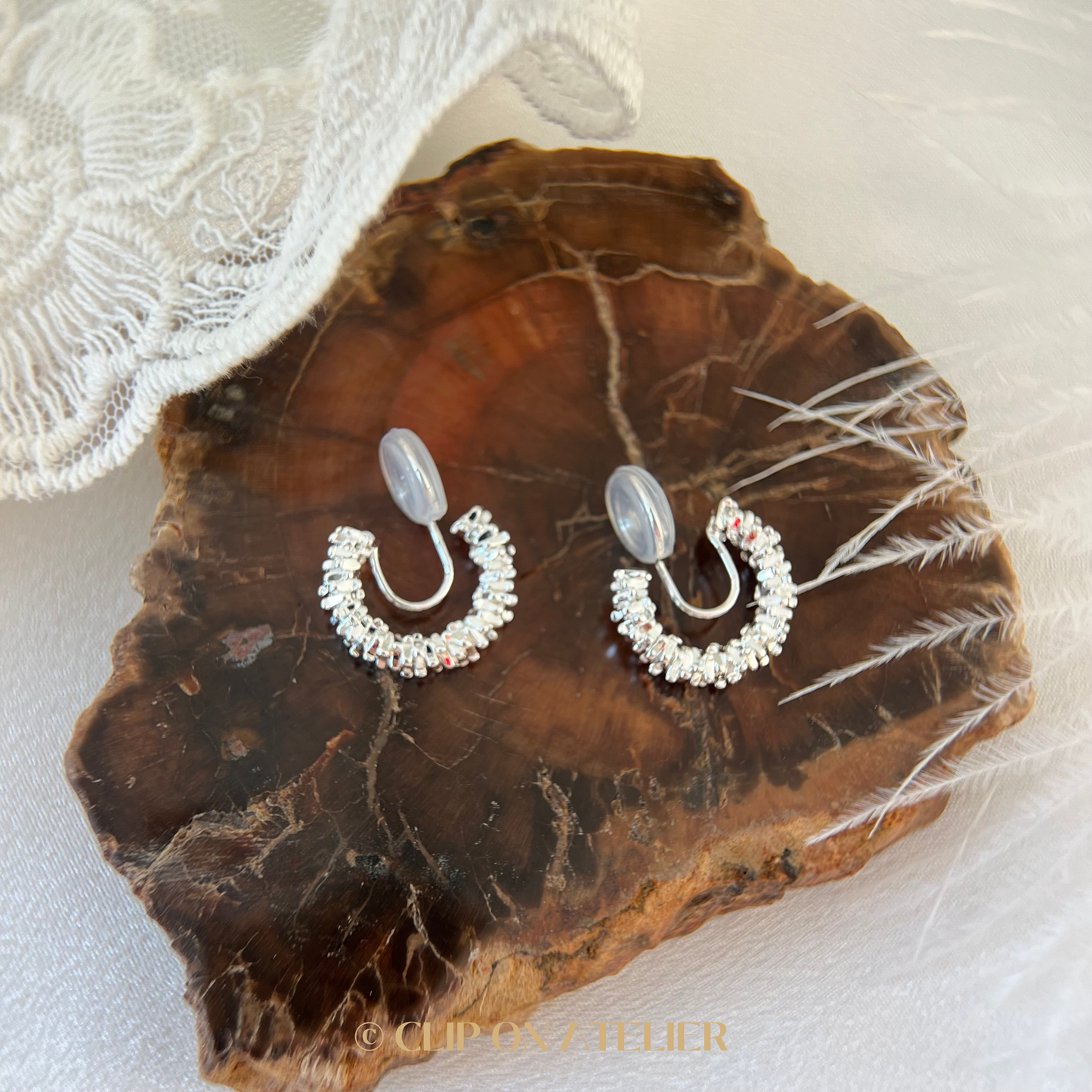 Chic Irregular Hoops Clip on Earrings; Gold or Silver