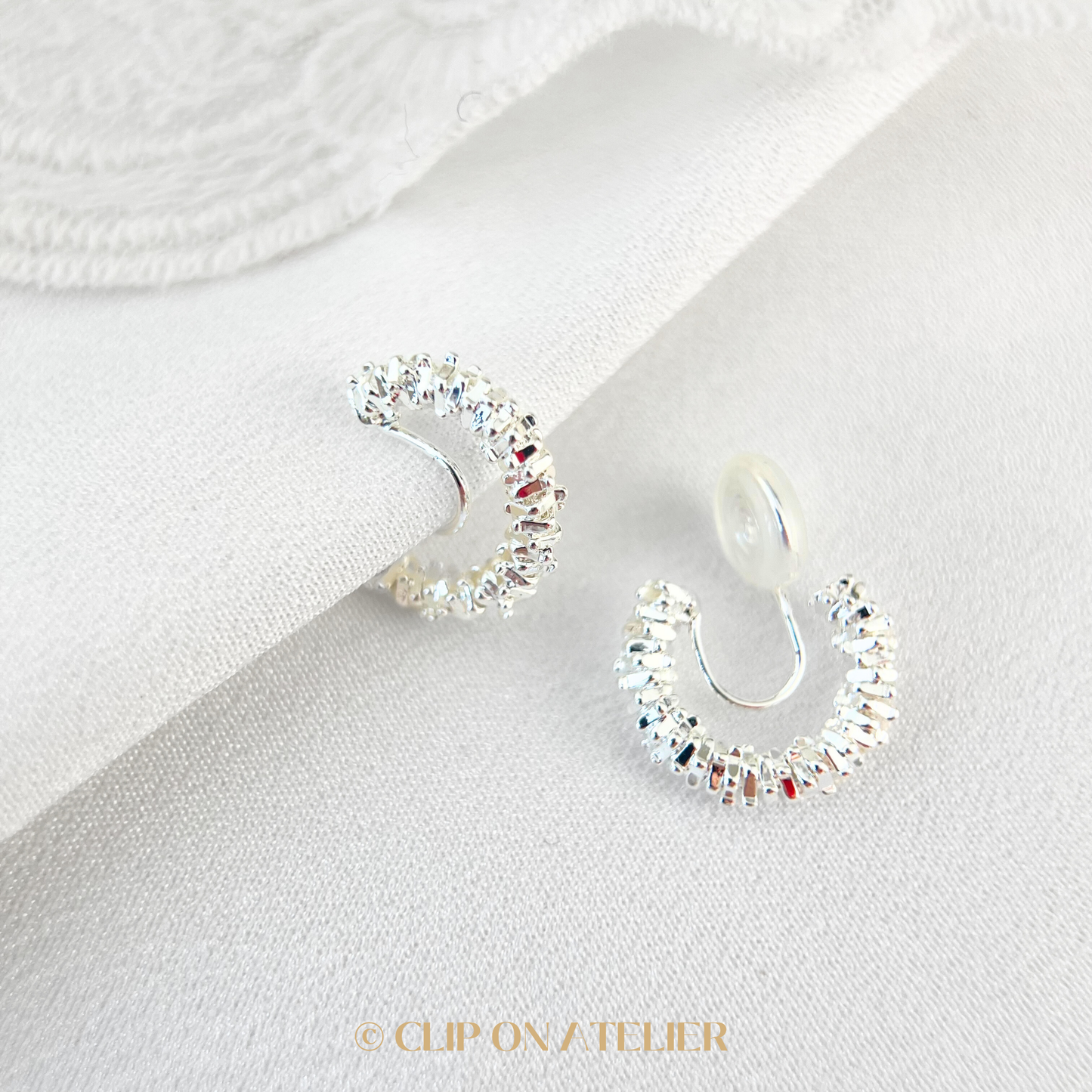 Chic Irregular Hoops Clip on Earrings; Gold or Silver