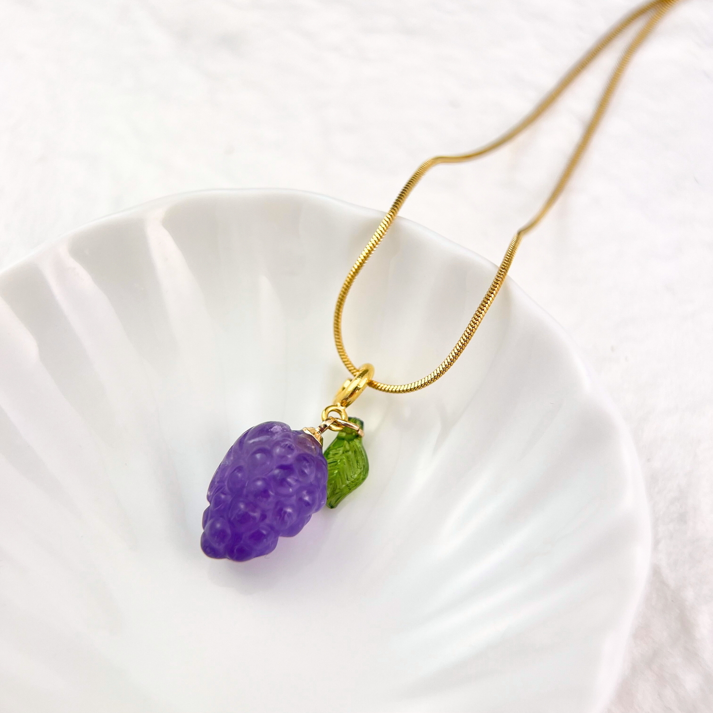 Amethyst Grape Clip on Pendant Necklace