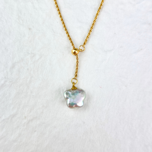 Butterfly Natural Baroque Pearl Y Shape Necklace