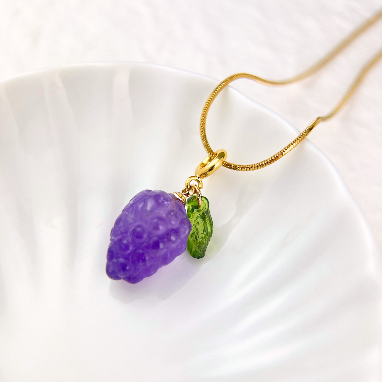 Amethyst Grape Clip on Pendant Necklace