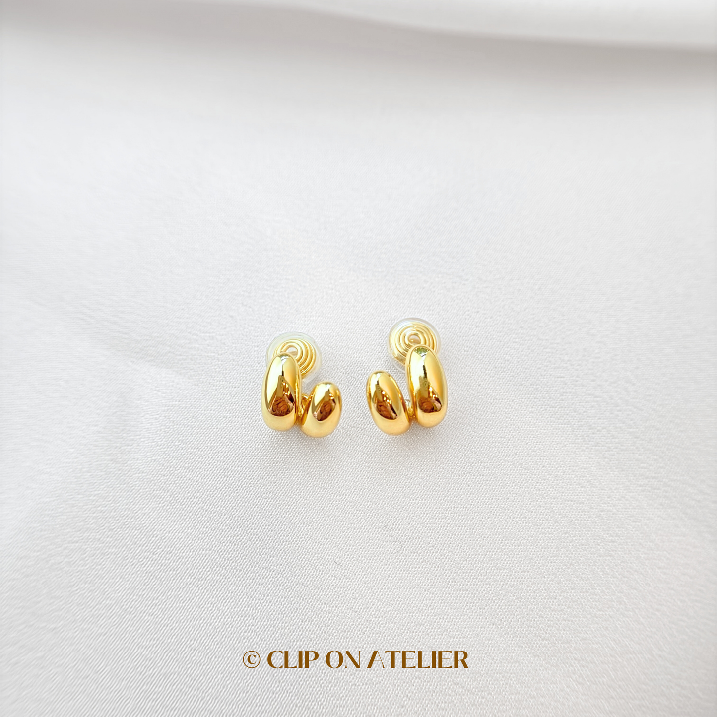 Minimalist Double Gold Hoop Clip On Earrings