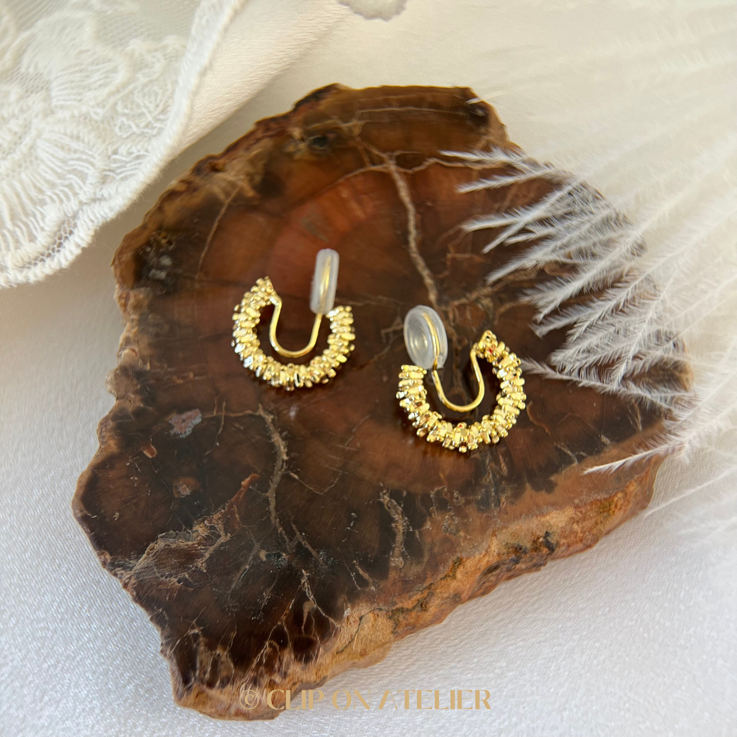 Chic Irregular Hoops Clip on Earrings; Gold or Silver