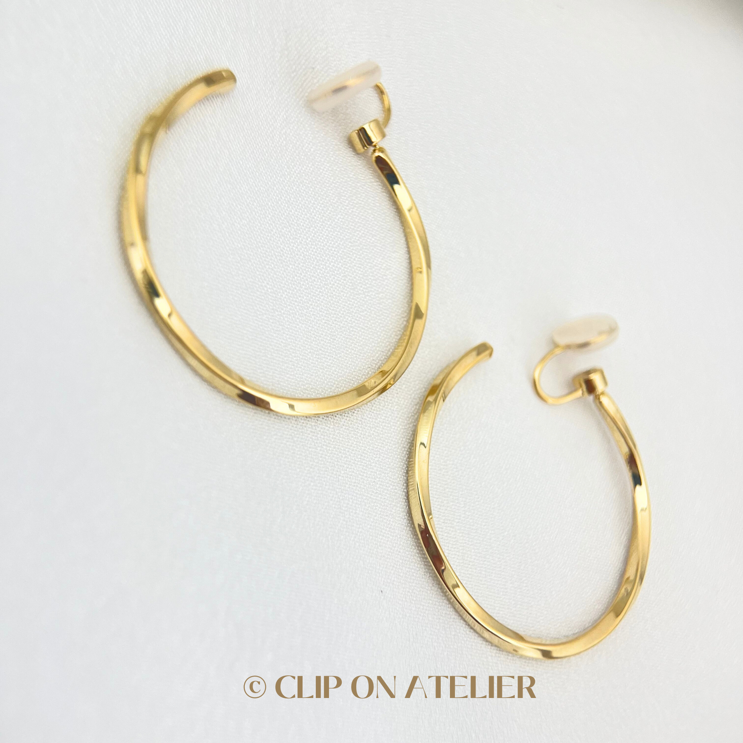 Large Statement Twisted Hoop Clip On Earrings