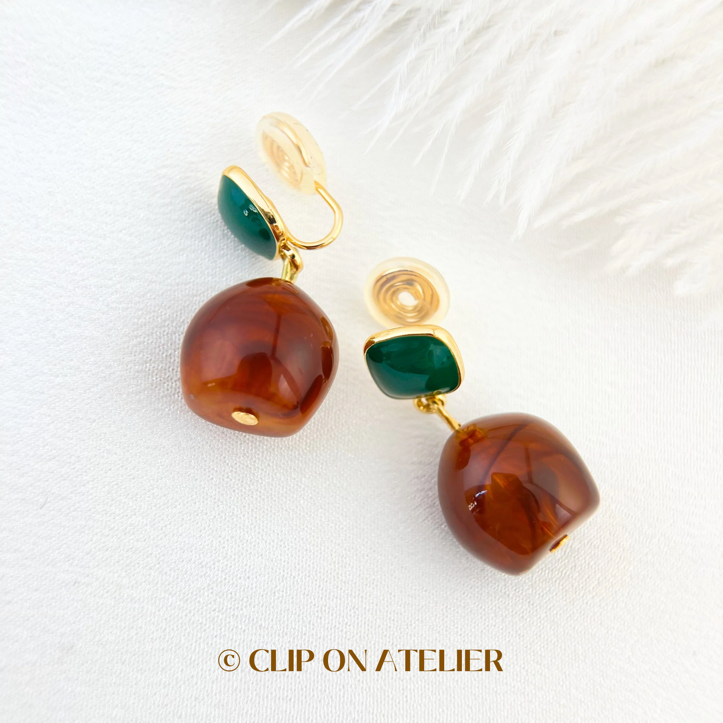 Artistic Watercolor Resin Drop Clip On Earrings