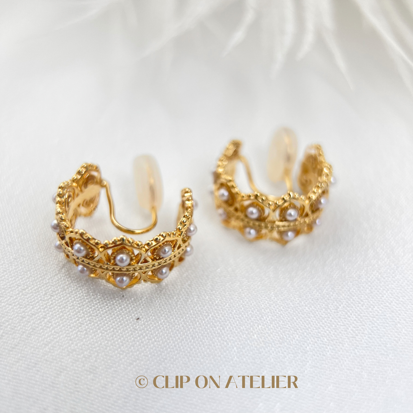 Victorian Gold Hoop Clip On Earrings