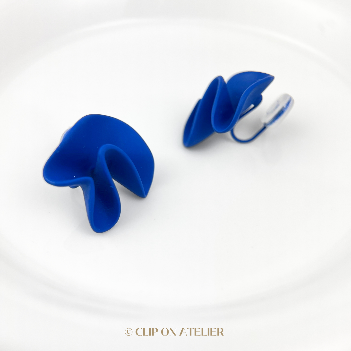 Irregular Vibrant Blue Clip On Earrings