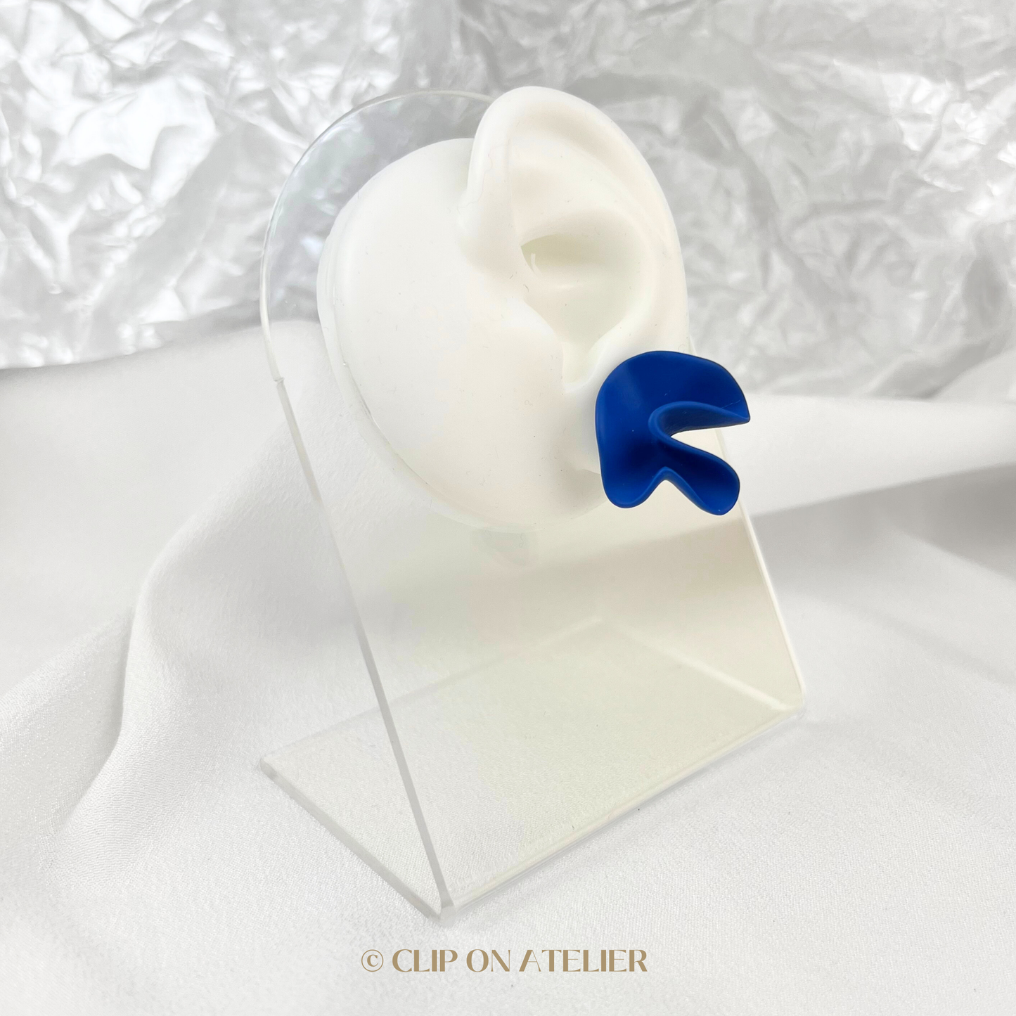 Irregular Vibrant Blue Clip On Earrings