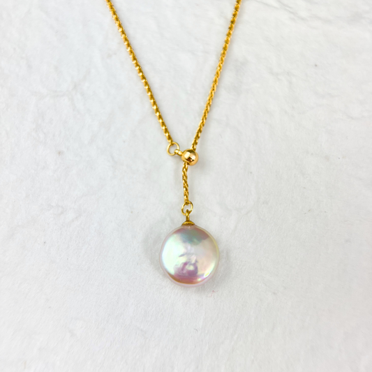 Coin Natural Baroque Pearl Y Shape Necklace