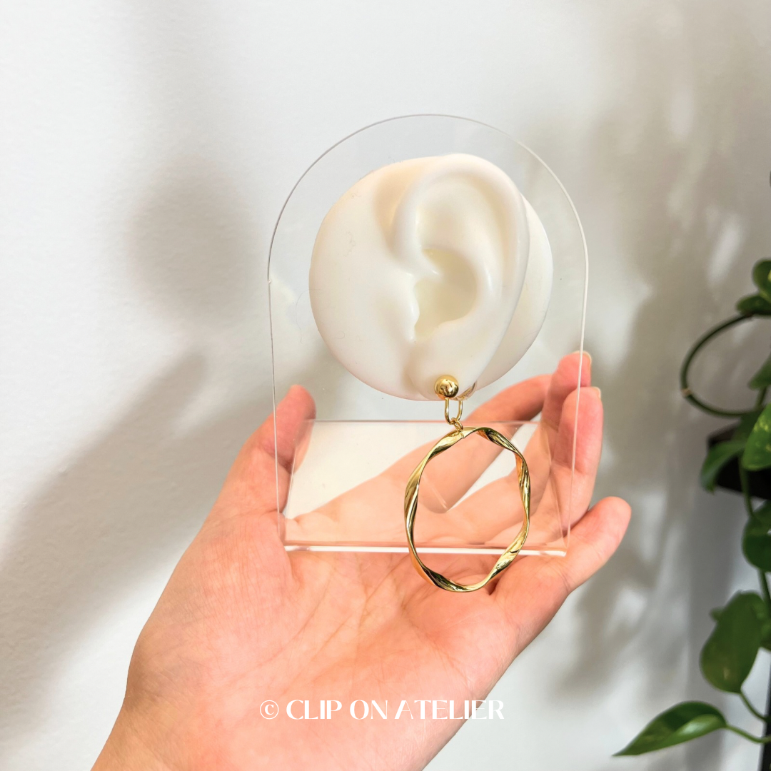 Large Twisted Hoop Clip On Earrings