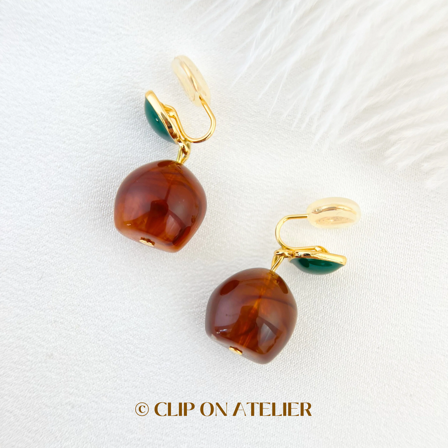 Artistic Watercolor Resin Drop Clip On Earrings
