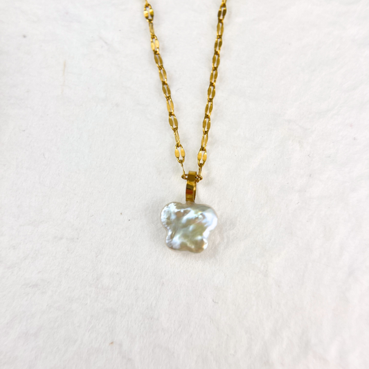 Butterfly Baroque Pearl Pendant Necklace