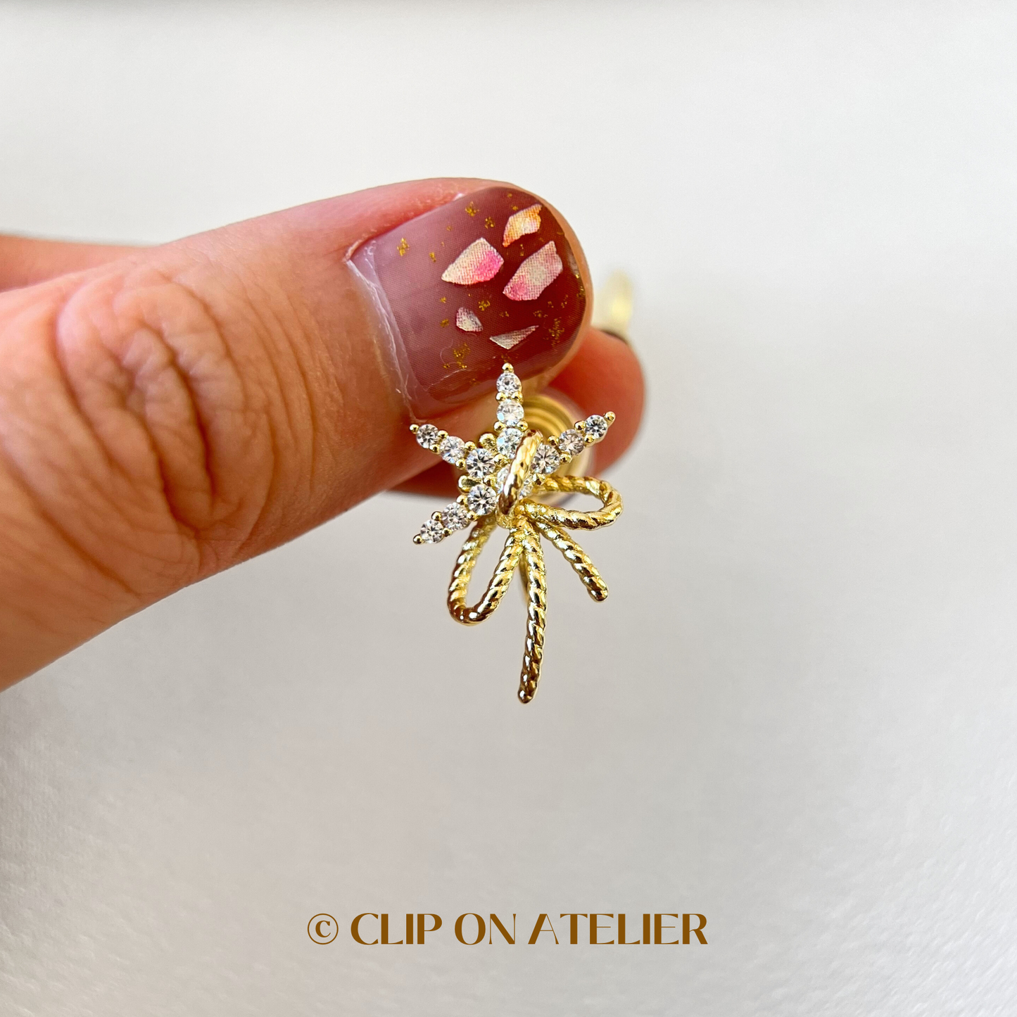 Gold Fireworks Statement Gold CZ Diamond Clip On Earrings