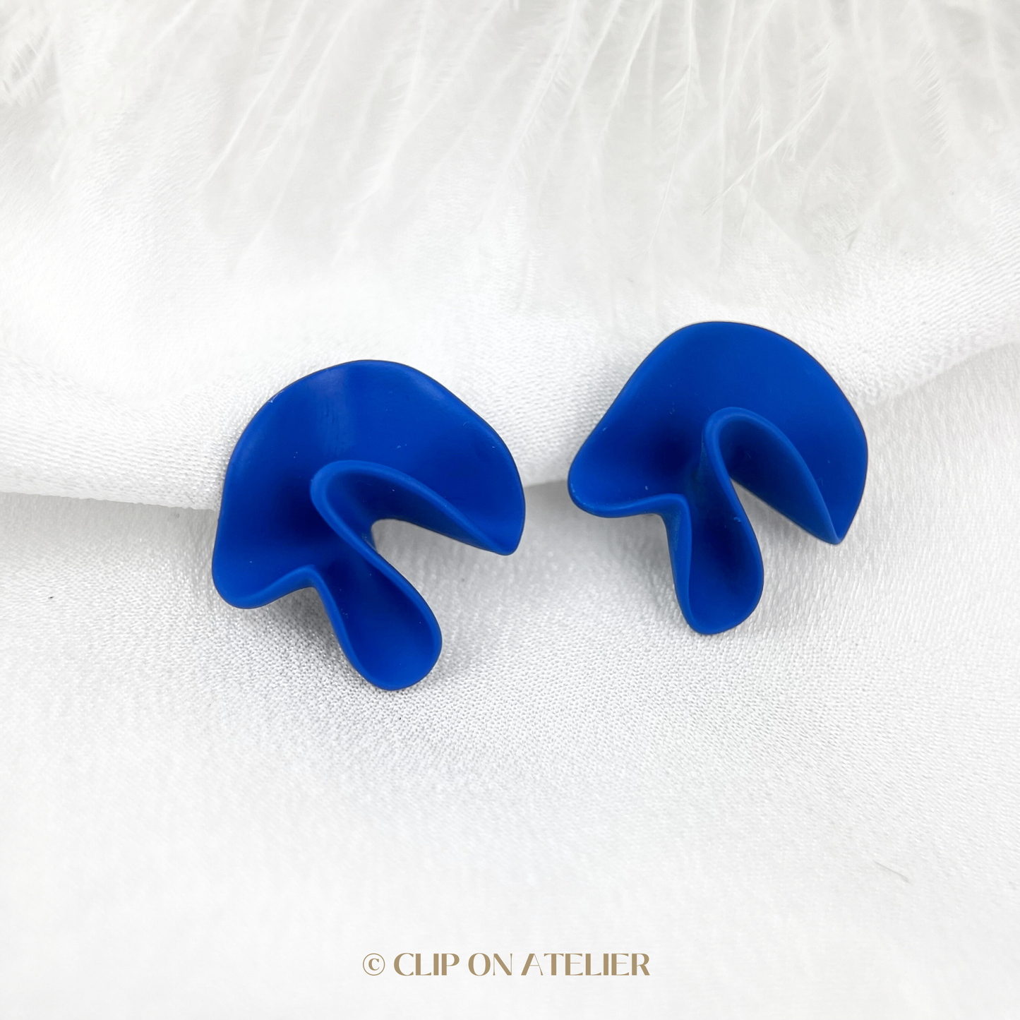 Irregular Vibrant Blue Clip On Earrings