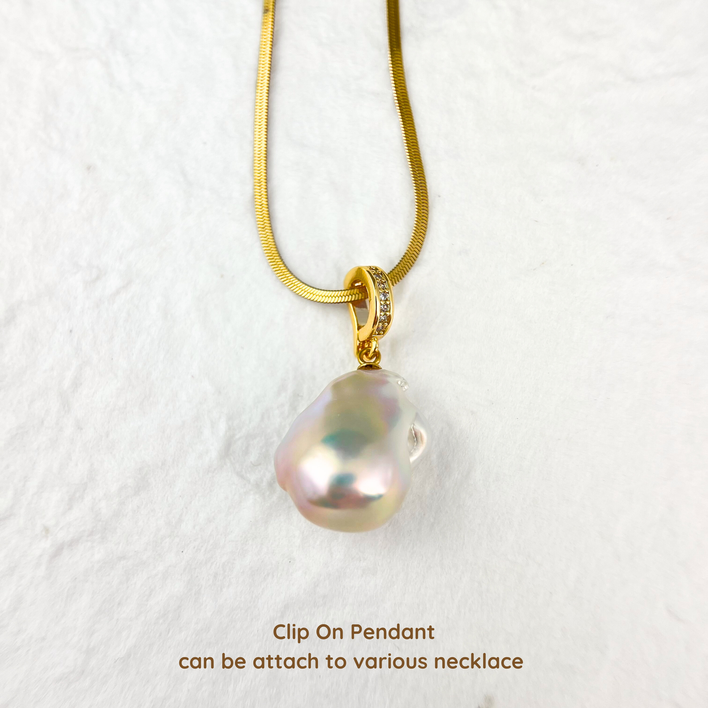 Fireball Baroque Pearl Clip On Pendant