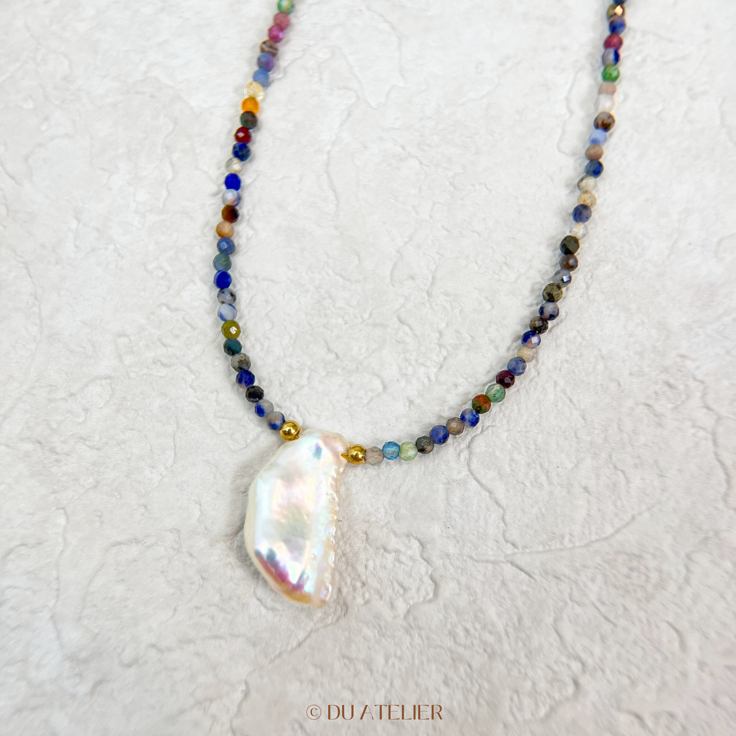 Freshwater Baroque Pearl with Multiple Gemstone Necklace