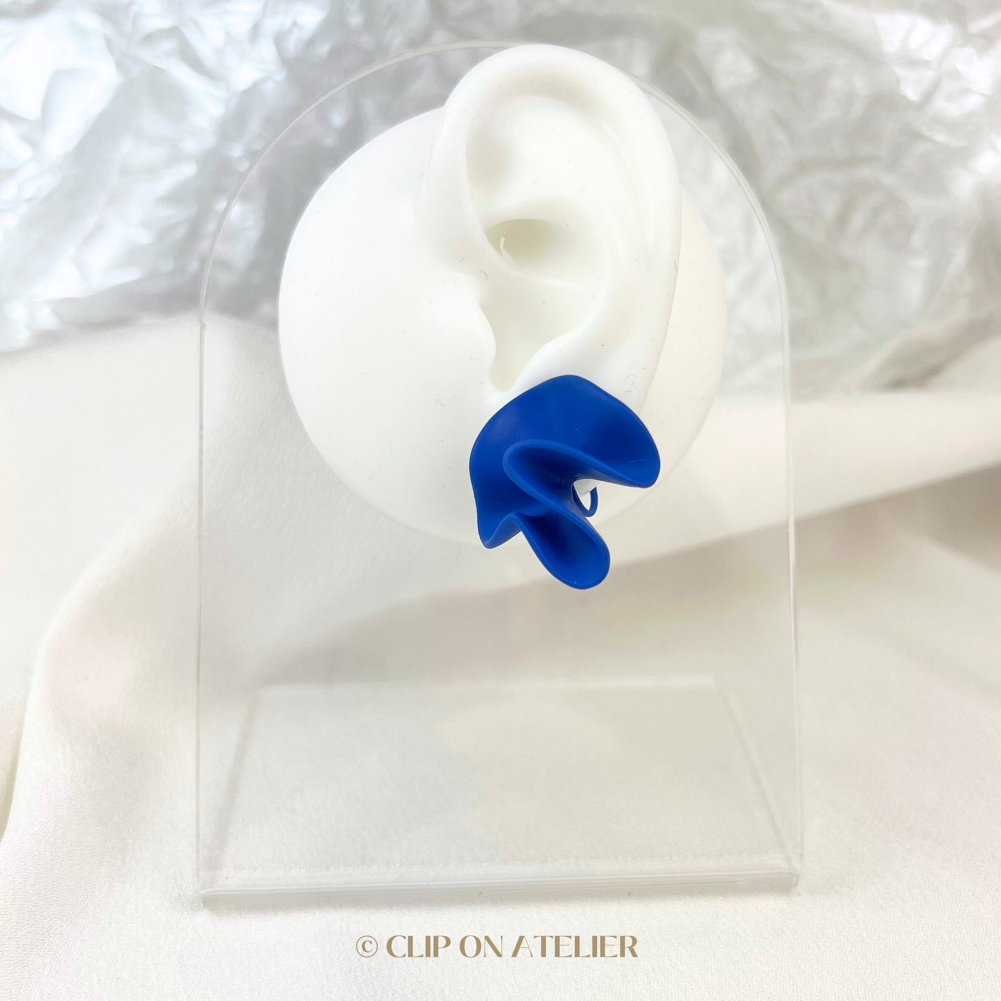 Irregular Vibrant Blue Clip On Earrings